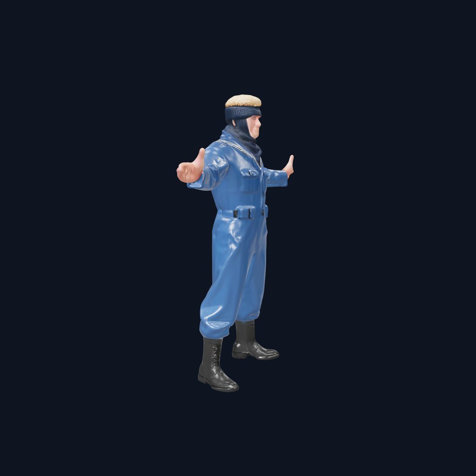 Blue Sailor Rigged and Animated Character Model for Games